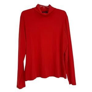 St. John Mock Neck Top Long Sleeve Stretch Women's Size XL Salmon Pullover Nylon